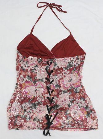 CR2124 Upcycled Floral Halter Top