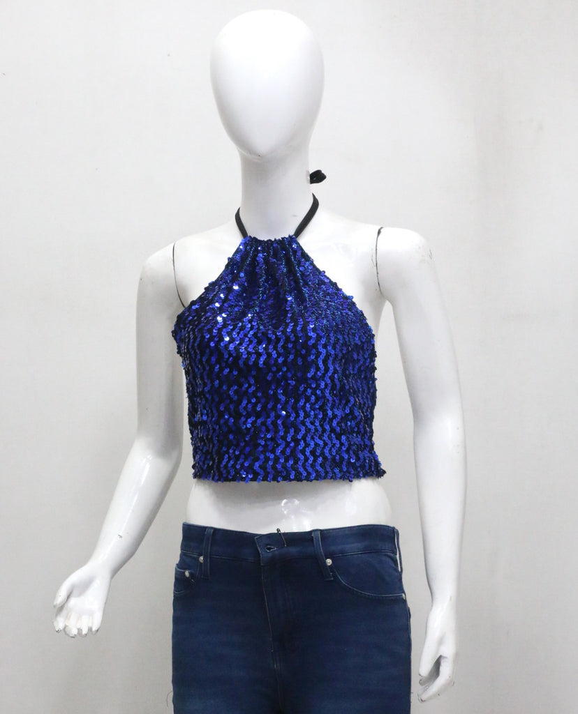 CR1887 UPCYCLED SEQUIN HALTER TOP