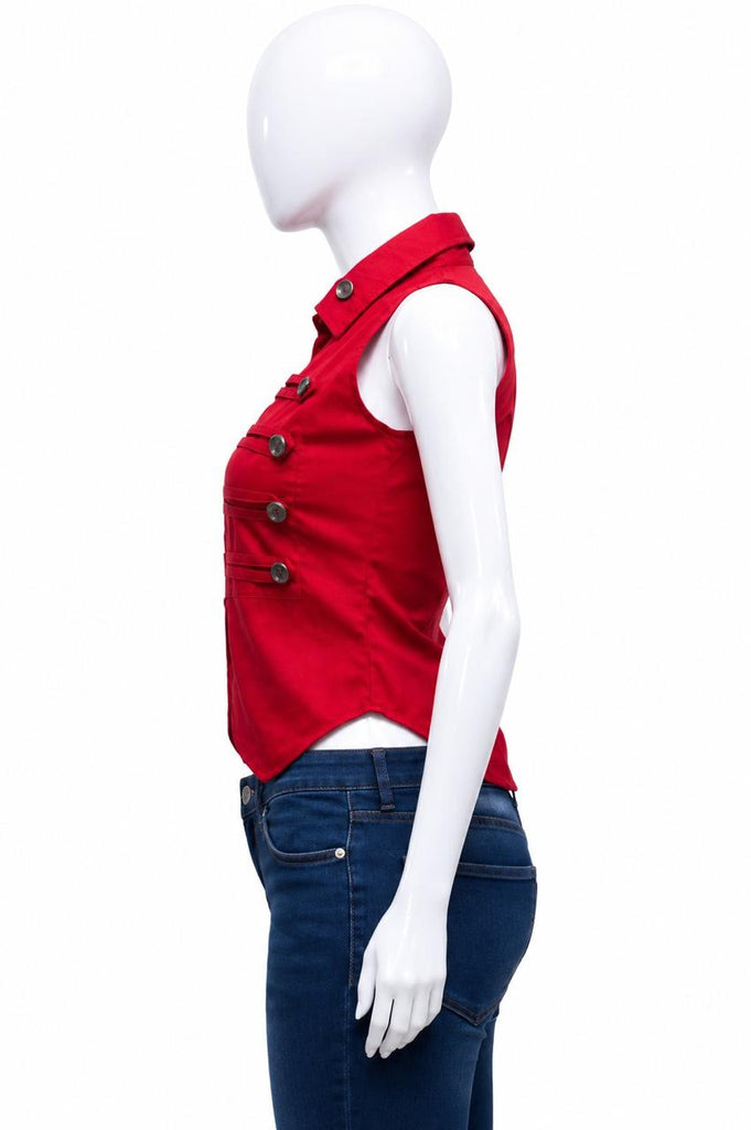 CR1860 UPCYCLED ZIP FRONT VEST TOP