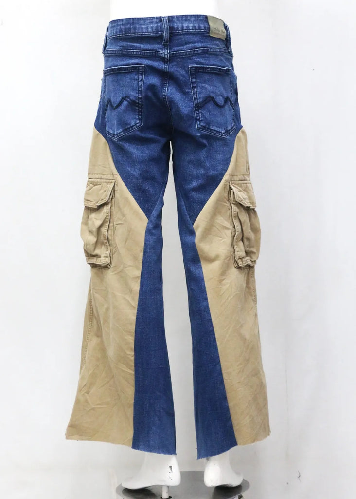 CR1558 Upcycled Cargo Flare Jeans