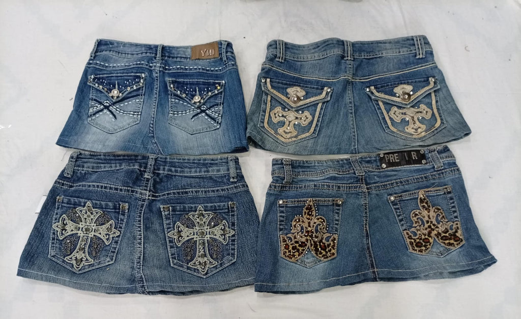 CR10001 Upcycled Y2K Mini Denim Skirts