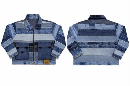 CR2108  Upcycled Denim Panel Jacket