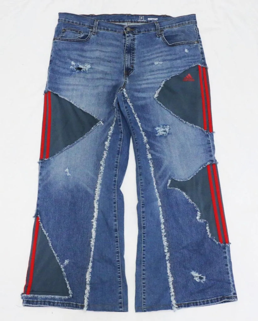 CR1545 Upcycled Panel Flare Jeans