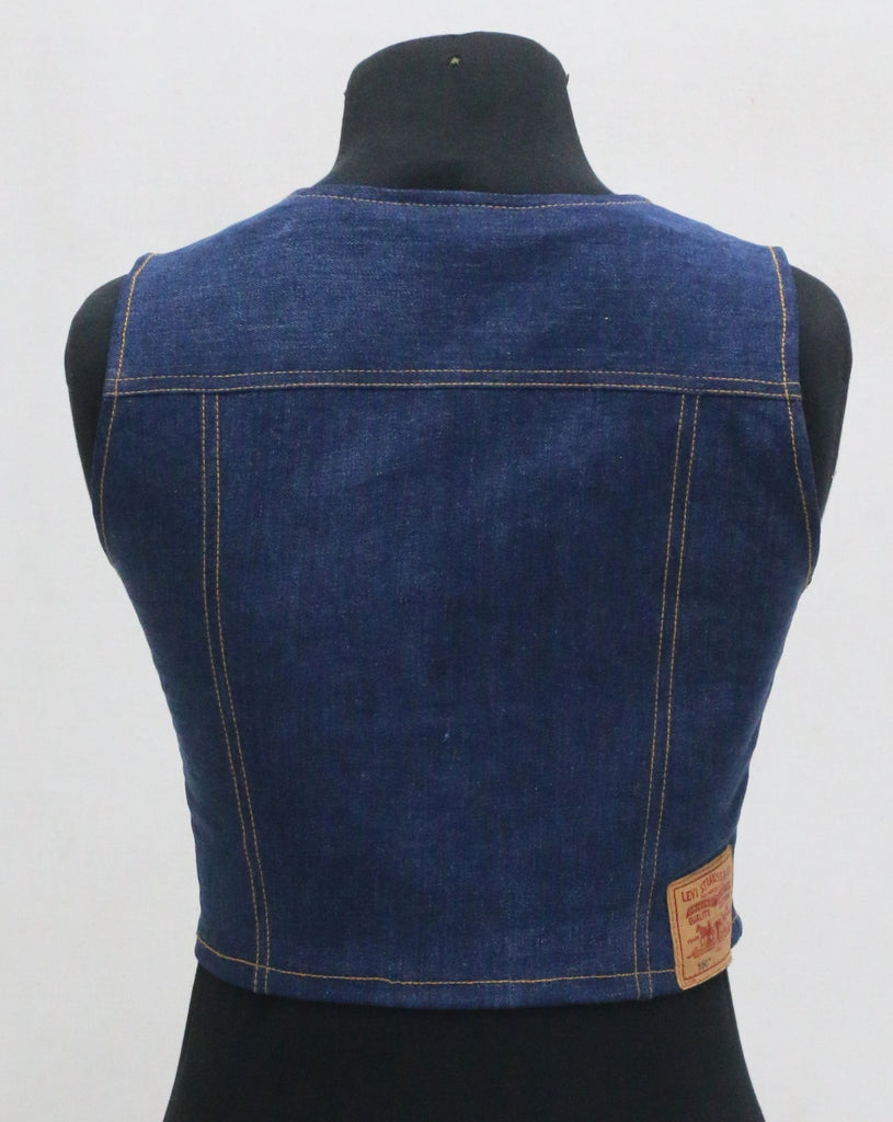 CR2169 UPCYCLED LACE-UP DENIM CORSET VEST