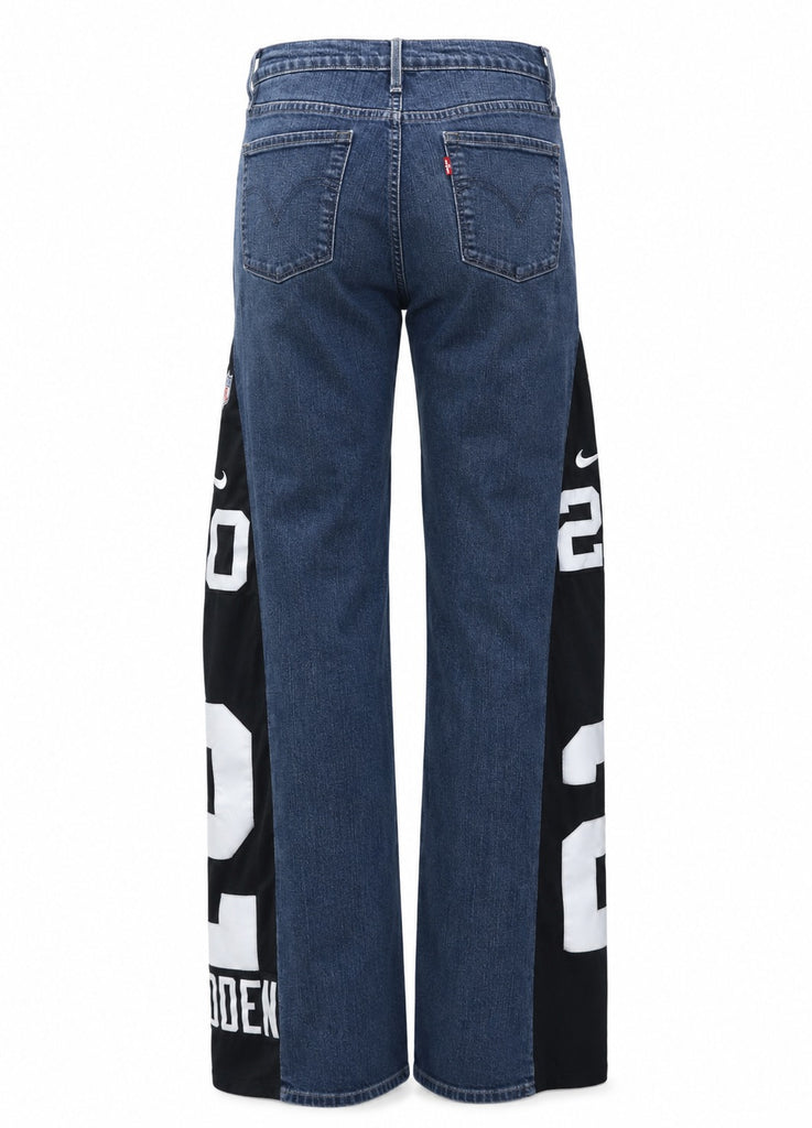 CR1917 UPCYCLED PANEL STRAIGHT LEG JEANS