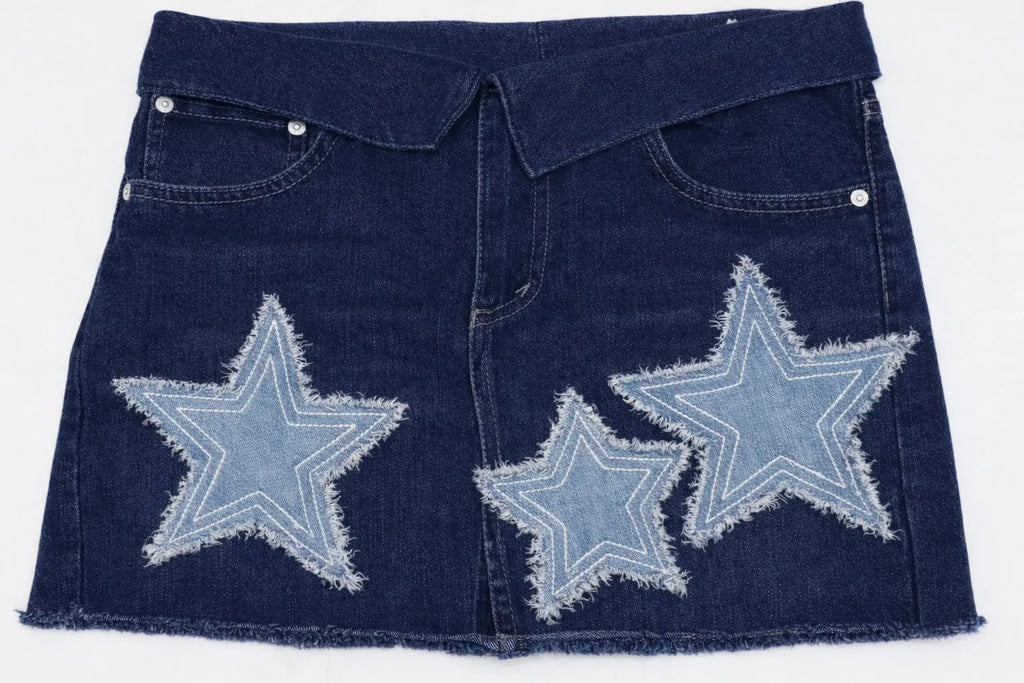 CR1338 Upcycled Denim Mini Skirt