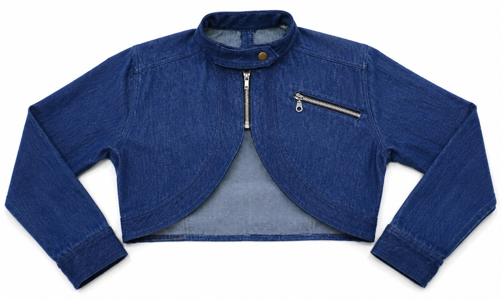 CR2010 UPCYCLED DENIM MOTO BOLERO JACKET