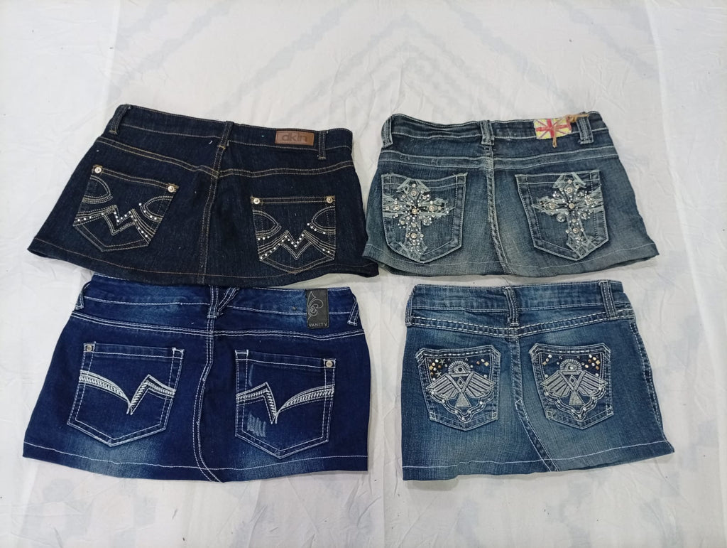 CR9714 Upcycled Y2K Mini Denim Skirts