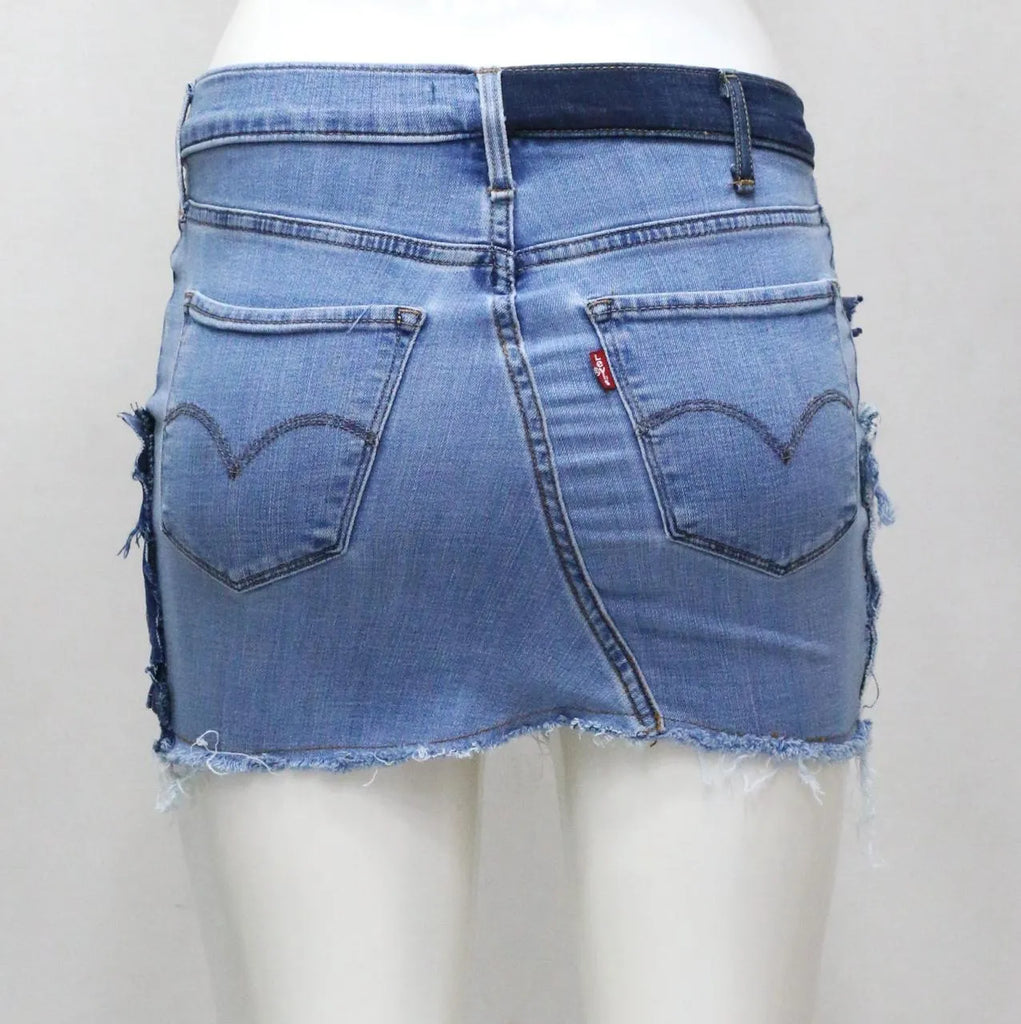CR1560 Upcycled Patchwork Denim Mini Skirt