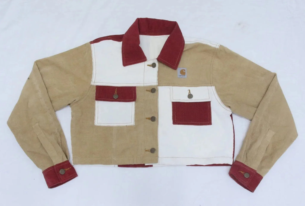CR1234 Upcycled Two-Tone Utility Cropped Jacket