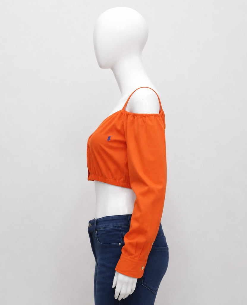 CR1926 UPCYCLED OFF-SHOULDER CROP TOP