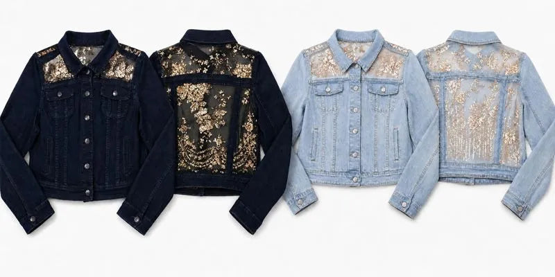CR1542 Upcycled Embellished Denim Jacket