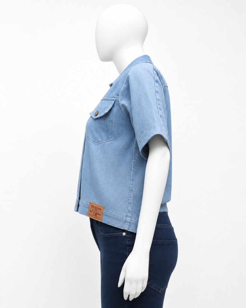 CR1879 UPCYCLED SHORT SLEEVE DENIM JACKET