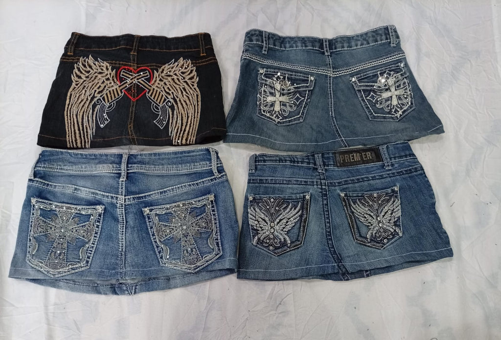 CR9720 Upcycled Y2K Mini Denim Skirts