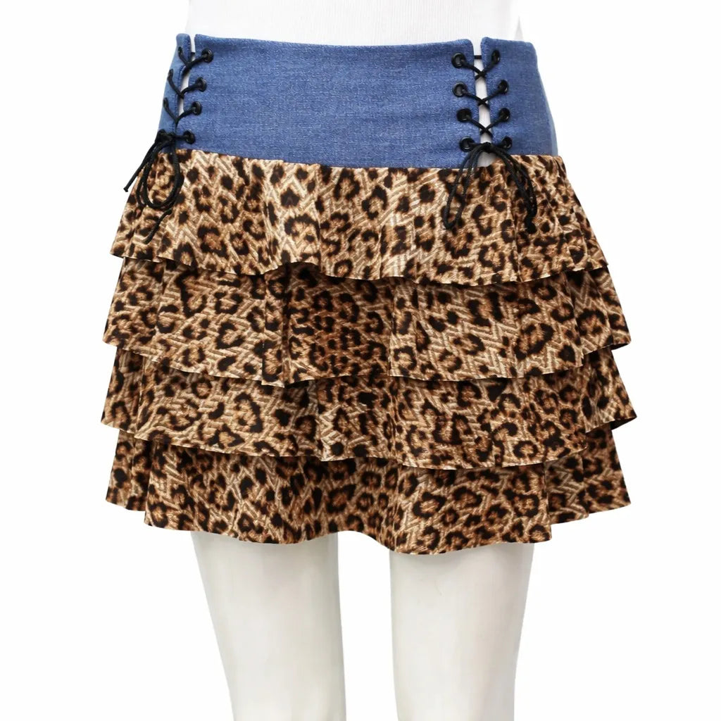 CR1517 Upcycled Ruffle Mini Skirt