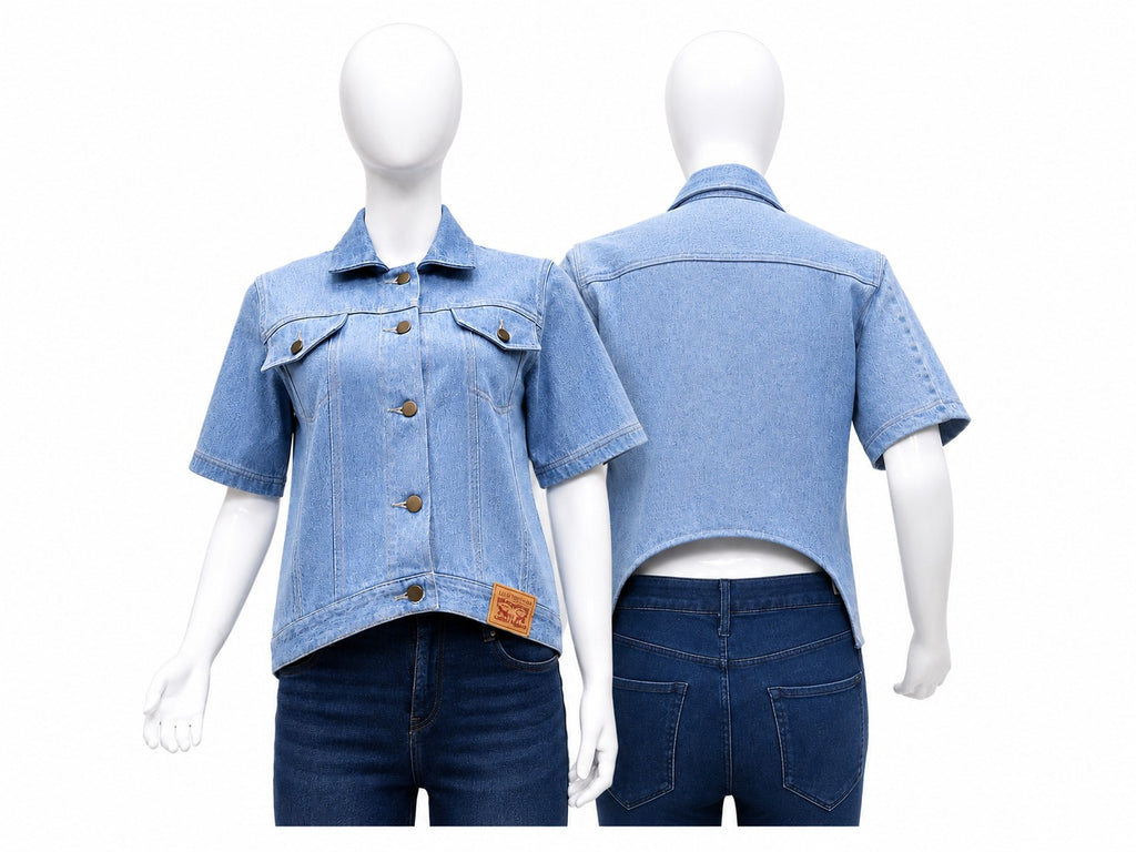 CR1879 UPCYCLED SHORT SLEEVE DENIM JACKET