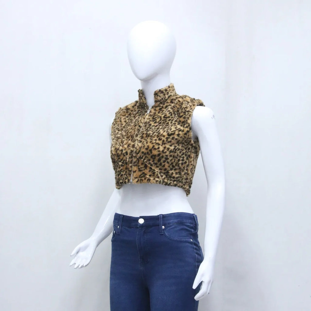 CR971 Upcycled Faux Fur Cropped Vest