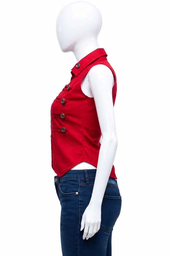 CR1654 UPCYCLED ZIP FRONT VEST TOP