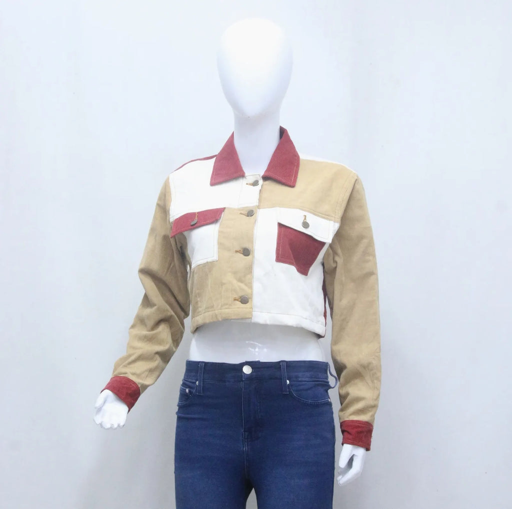 CR1479 Rework Cropped Jacket – Multi Panel Vintage Style