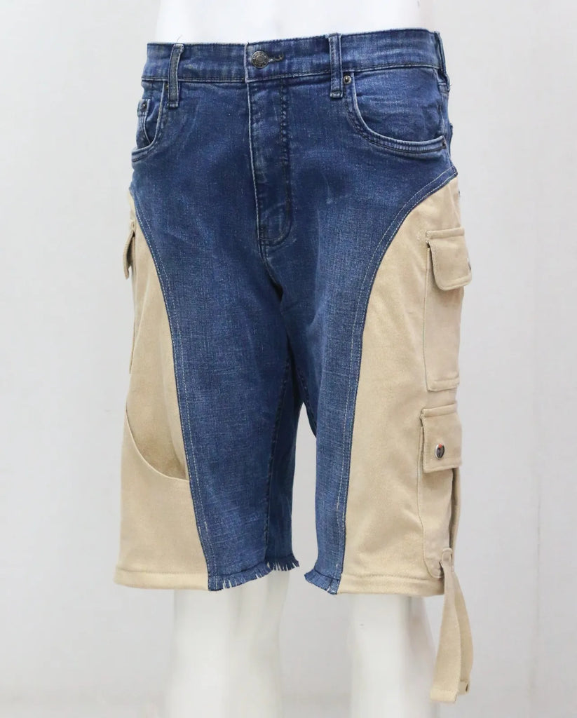 CR1546 Upcycled Denim Cargo Shorts