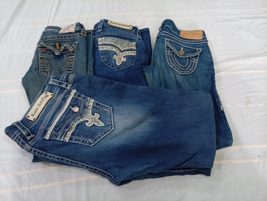 CR10696 Vintage True Religion and Rock Revival Flare and Straight Jeans