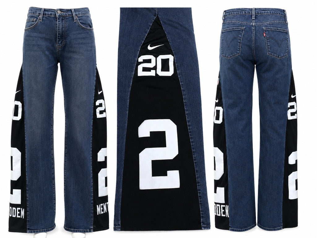 CR1917 UPCYCLED PANEL STRAIGHT LEG JEANS