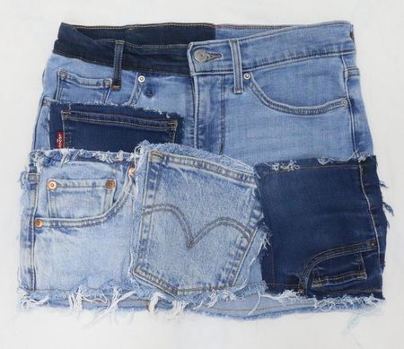 CR2150  Upcycled Denim Mini Skirt