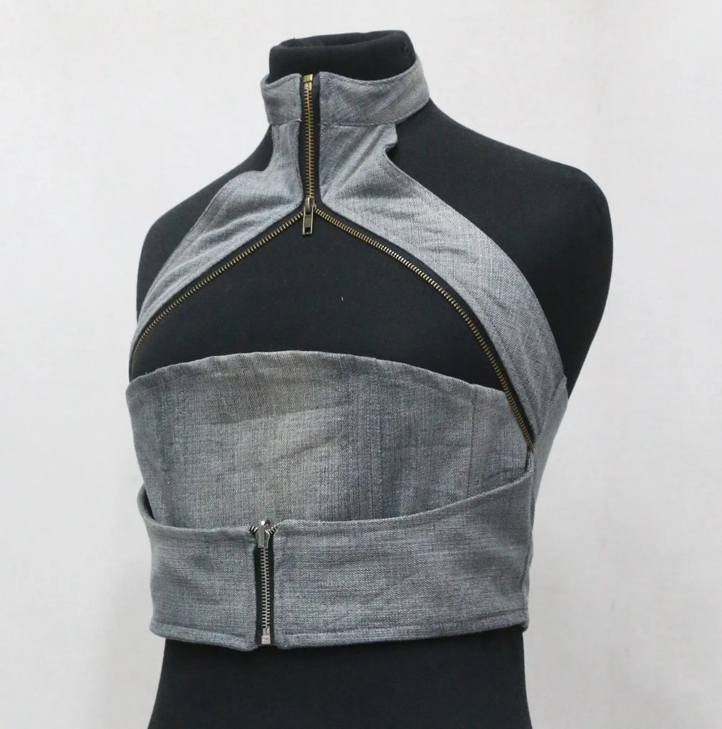 CR1460 Upcycled Corset Crop Top