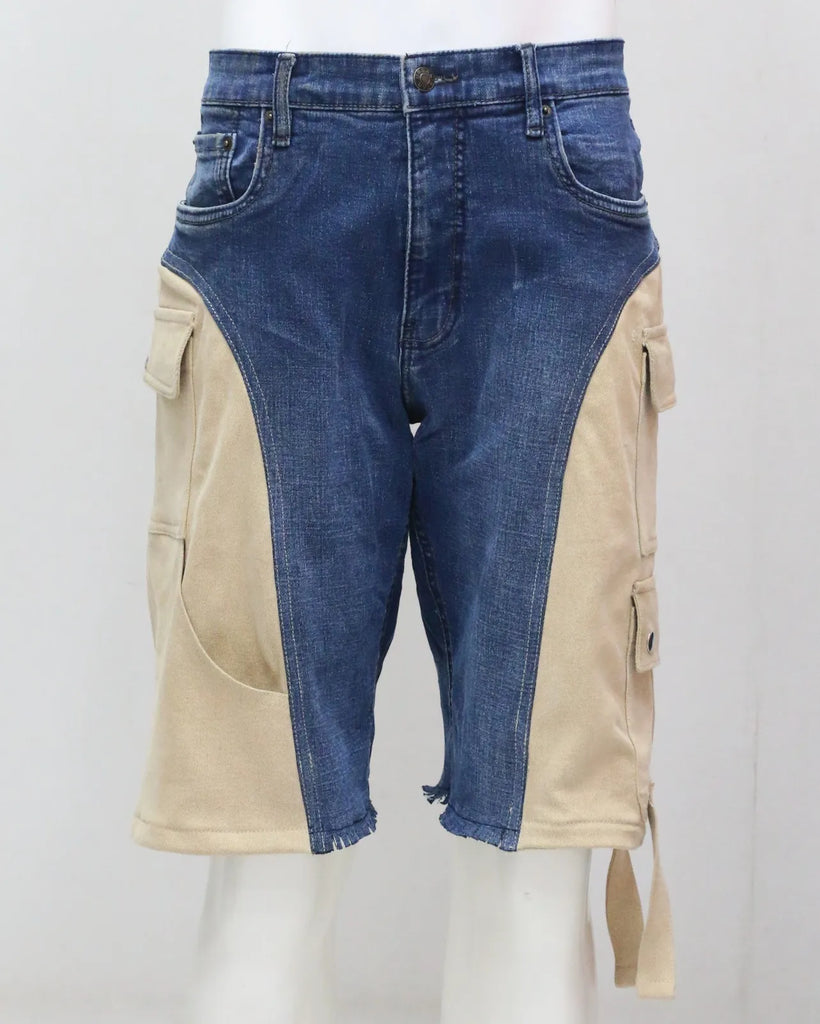 CR1546 Upcycled Denim Cargo Shorts
