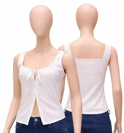CR1835 Upcycled Button Front Tank Top