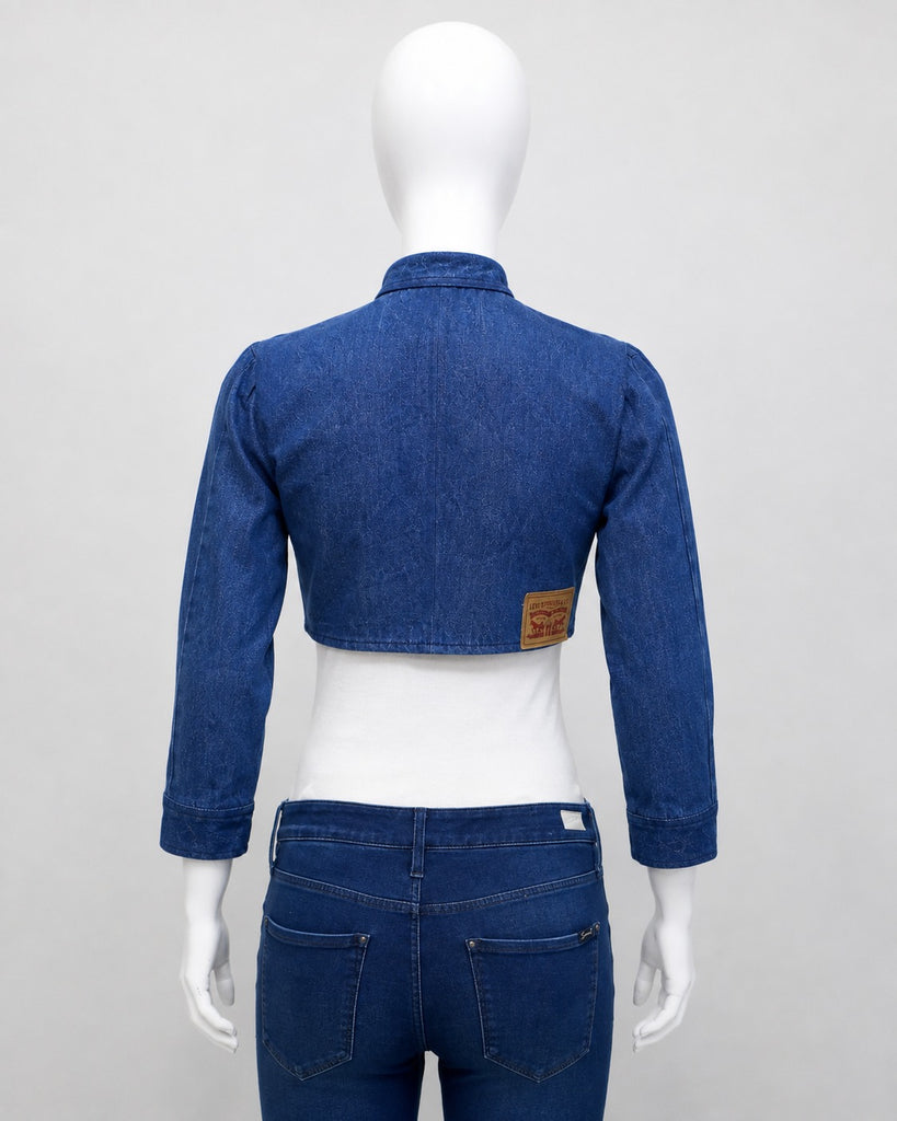 CR2010 UPCYCLED DENIM MOTO BOLERO JACKET