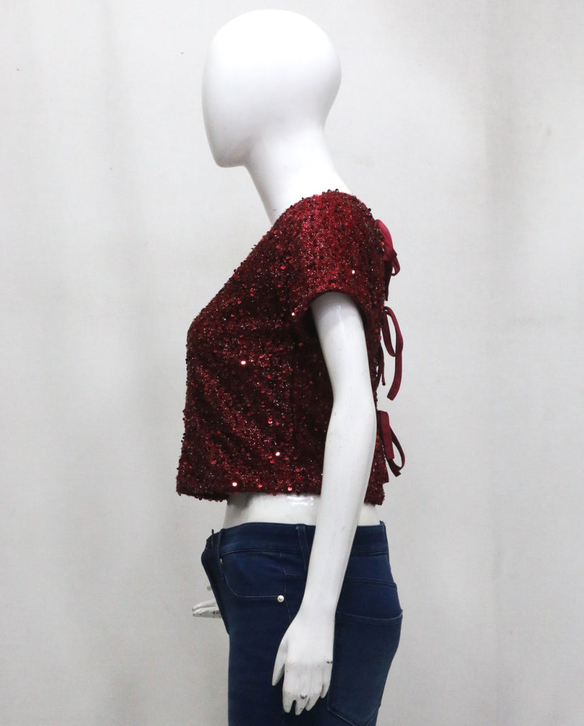 CR1886 UPCYCLED SEQUIN OPEN BACK TOP