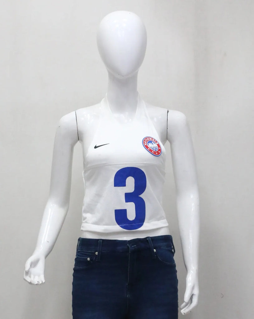 CR1426 Rework Halter Neck Sport Crop Top – Graphic Panel (Y2K Street Style)
