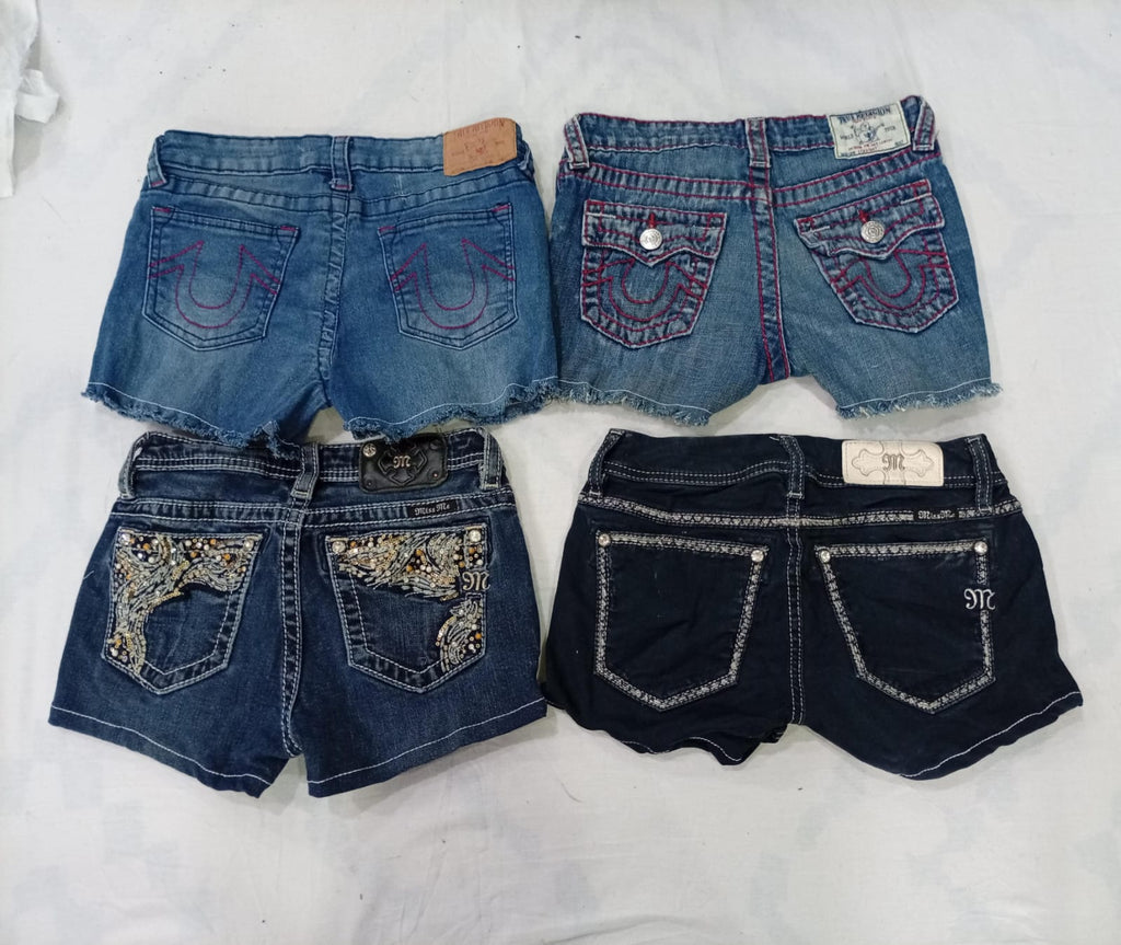 CR9997 Upcycled Kids Mix Branded Mini Denim Shorts