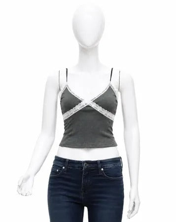 CR1836 Upcycled Lace Strap Cami Top