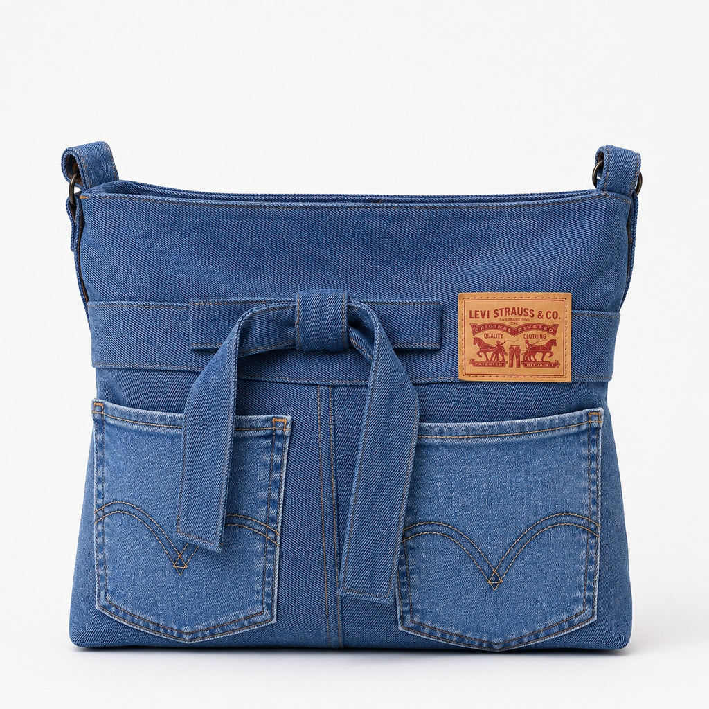 CR1934 UPCYCLED DENIM CROSSBODY SHOULDER BAG