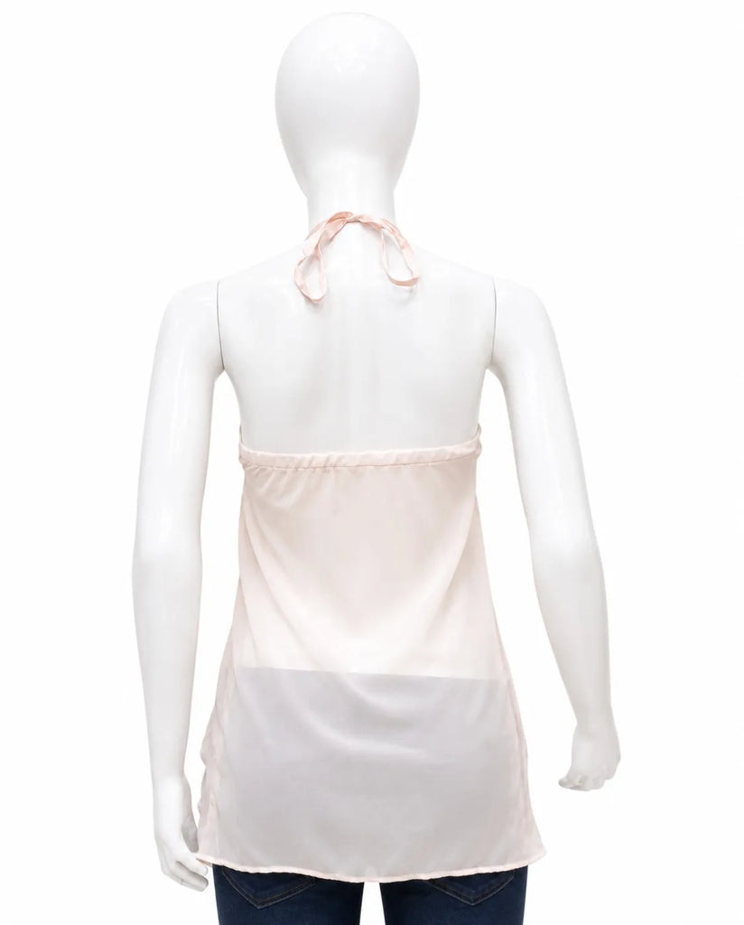 CR1650 UPCYCLED HALTER RUFFLE CAMI TOP