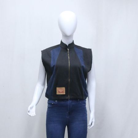 CR2125 Upcycled Shadow Panel Denim Vest