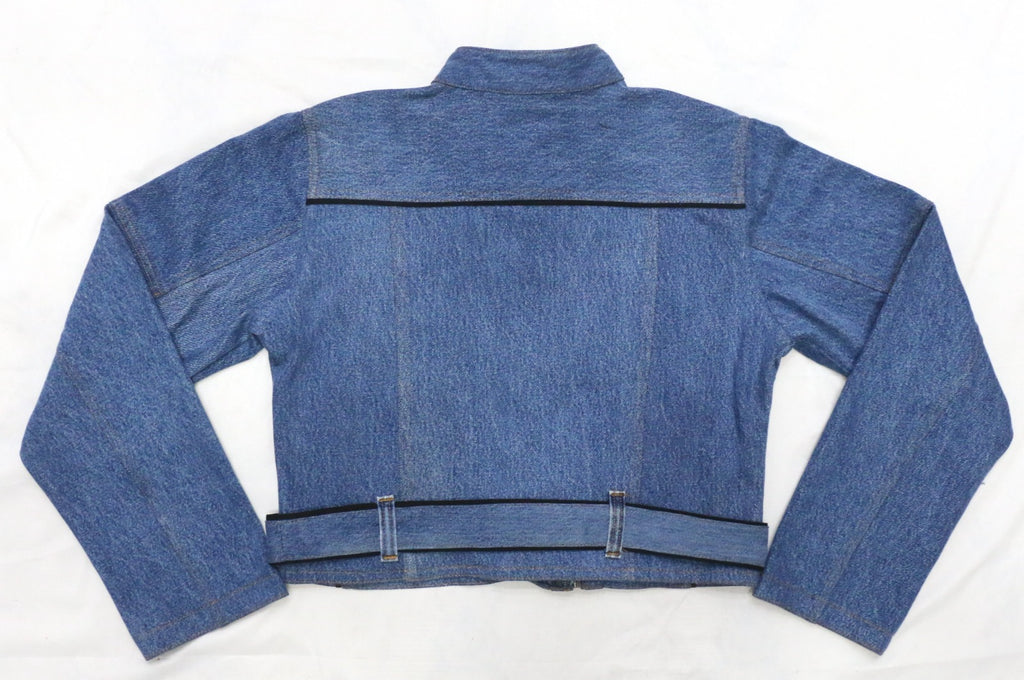 CR2045 UPCYCLED MOTO BELTED DENIM JACKET