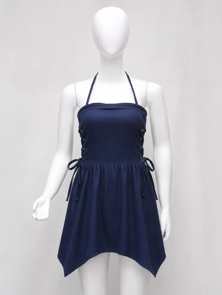 CR1624 UPCYCLED HALTER MINI DRESS