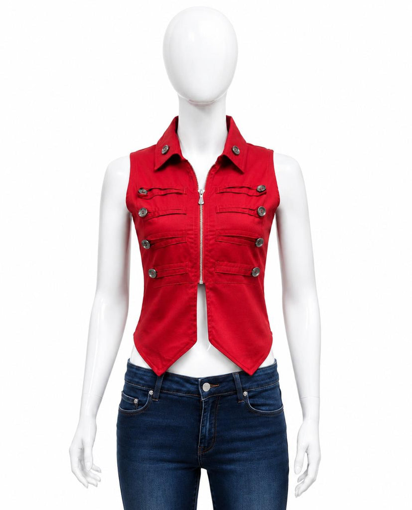 CR1860 UPCYCLED ZIP FRONT VEST TOP