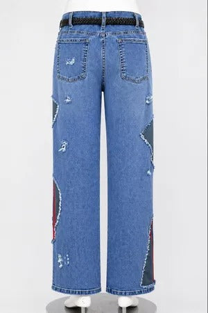 CR1838 Upcycled Panel Flare Jeans