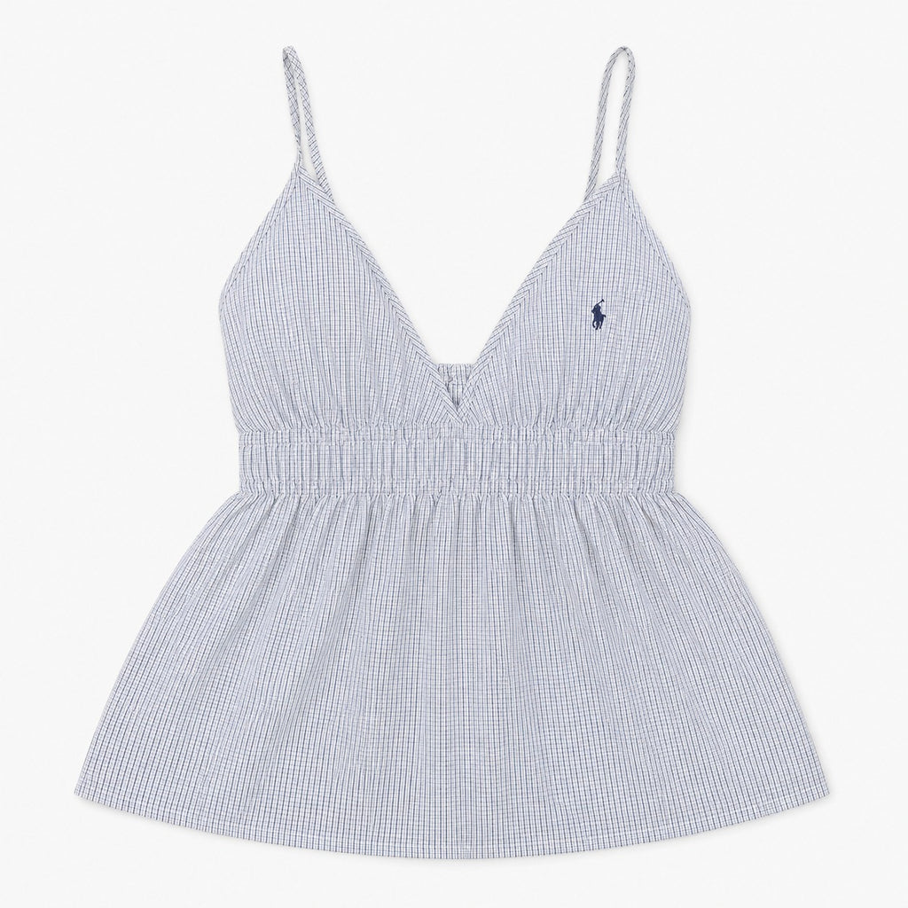 CR2053 UPCYCLED SHIRRED V-NECK BABYDOLL CAMISOLE TOP