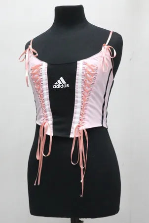CR1863 UPCYCLED LACE-UP CORSET CAMI TOP