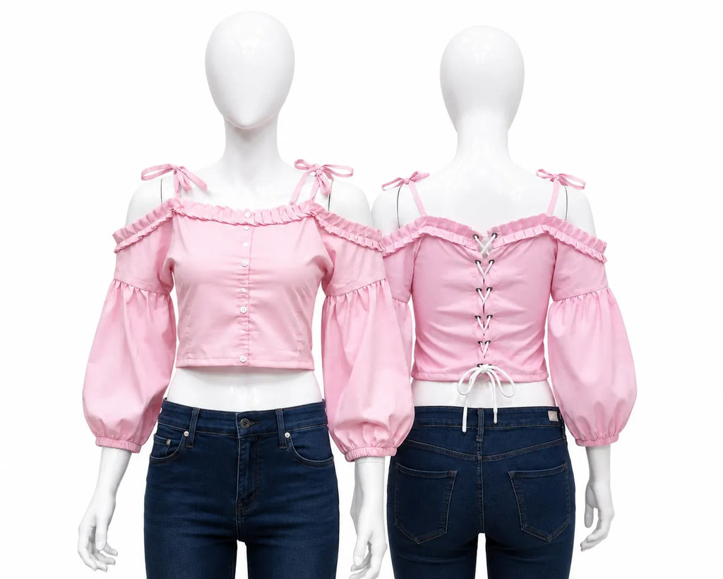 CR1576 “Blush Bloom” Upcycled Crop Top