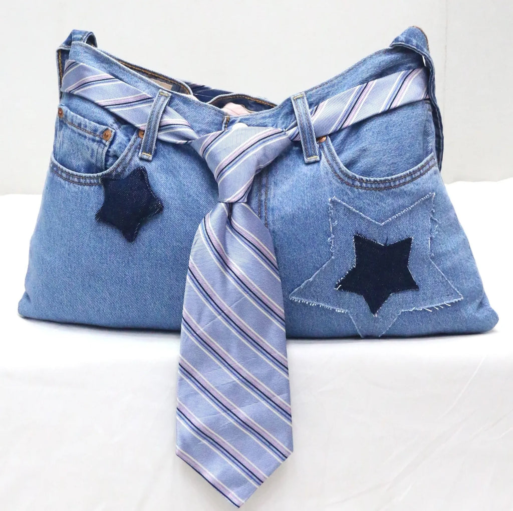 CR1640 UPCYCLED DENIM SHOULDER BAG