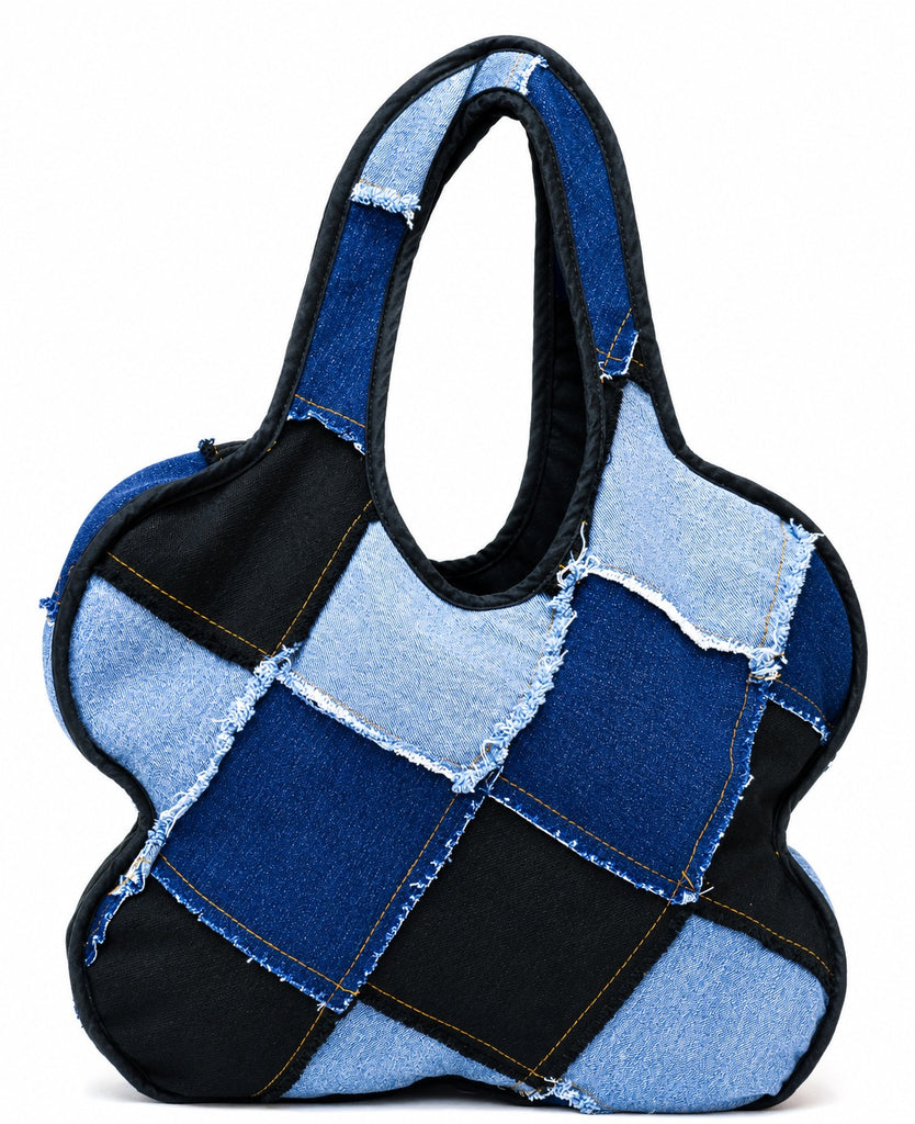 CR1830 UPCYCLED PATCHWORK DENIM TOTE BAG