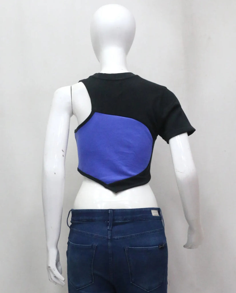 CR1574 Upcycled One-Shoulder Crop Top