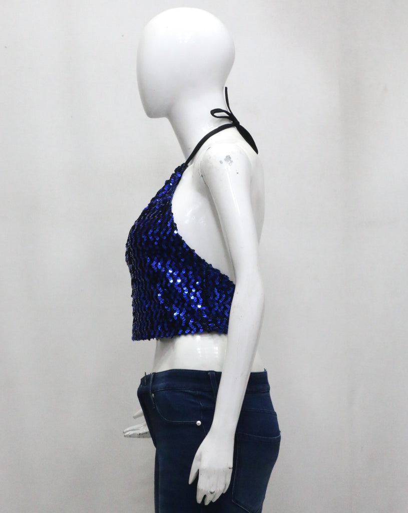 CR1887 UPCYCLED SEQUIN HALTER TOP