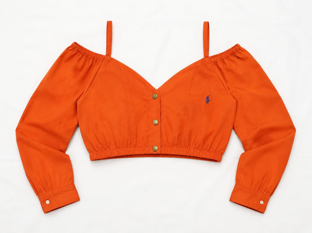 CR1926 UPCYCLED OFF-SHOULDER CROP TOP